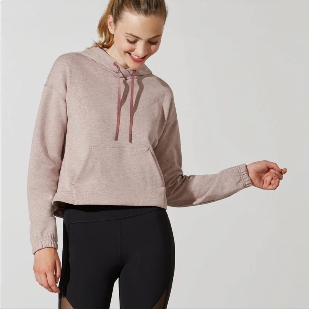 Lululemon X Barry’s Bootcamp Heather Red Dust Stronger As One Cropped Hoodie